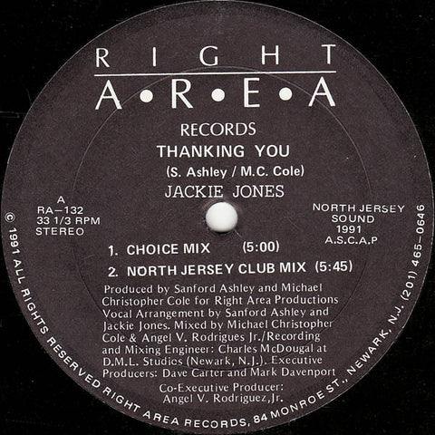 Jackie Jones : Thanking You (12") - Vinyl Record