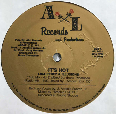 Lisa Perez & Illusions : It's Hot (12") is available for sale at our shop at a great price. We have a huge collection of Vinyl's, CD's, Cassettes & other formats available for sale for music lovers - Vinyl Record