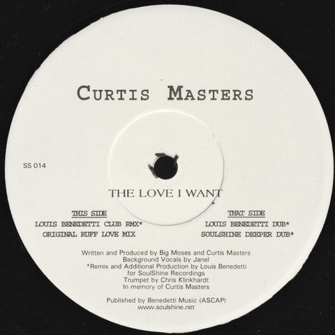 Curtis Masters : The Love I Want (12") - Vinyl Record