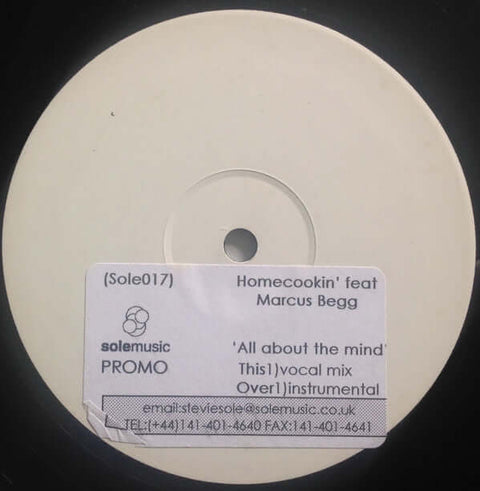 Homecookin' Featuring Marcus Begg : All About The Mind (12", Promo, W/Lbl) - Vinyl Record