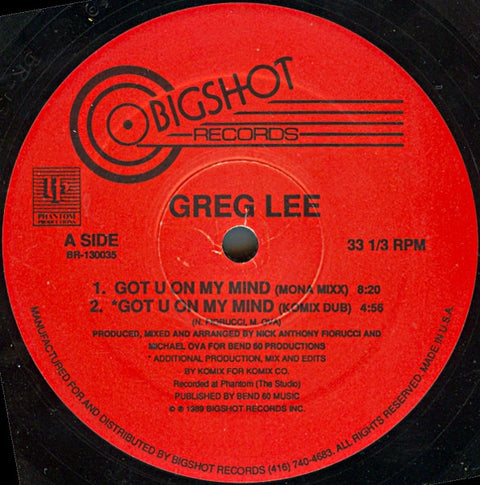 Greg Lee : Got U On My Mind (12") - Vinyl Record