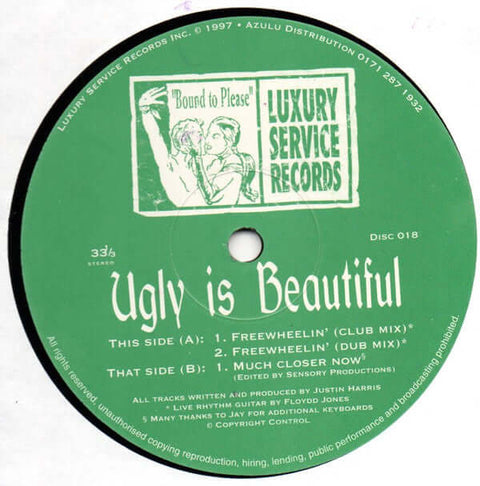 Justin Harris : Ugly Is Beautiful (12") is available for sale at our shop at a great price. We have a huge collection of Vinyl's, CD's, Cassettes & other formats available for sale for music lovers - Vinyl Record