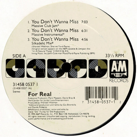 For Real : You Don't Wanna Miss (12") - Vinyl Record