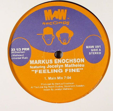 Markus Enochson Featuring Jocelyn Matheieu* : Feeling Fine (12") - Vinyl Record