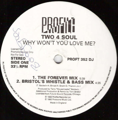 Two 4 Soul* : Why Won't You Love Me? (12", Promo) is available for sale at our shop at a great price. We have a huge collection of Vinyl's, CD's, Cassettes & other formats available for sale for music lovers - Vinyl Record