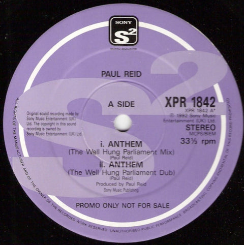 Paul Reid : Anthem (12", Promo) - Vinyl Record