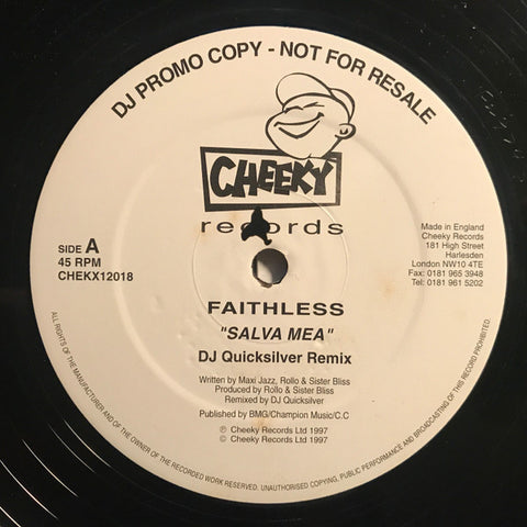 Faithless : Salva Mea (12", Promo) - Vinyl Record