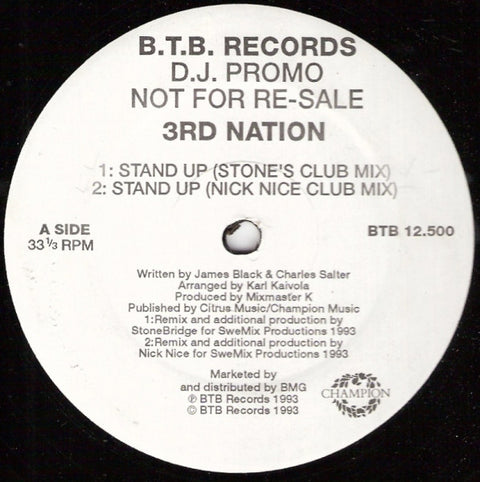 3rd Nation : Stand Up (12", Promo) - Vinyl Record