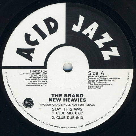 The Brand New Heavies : Stay This Way (12", Promo) - Vinyl Record