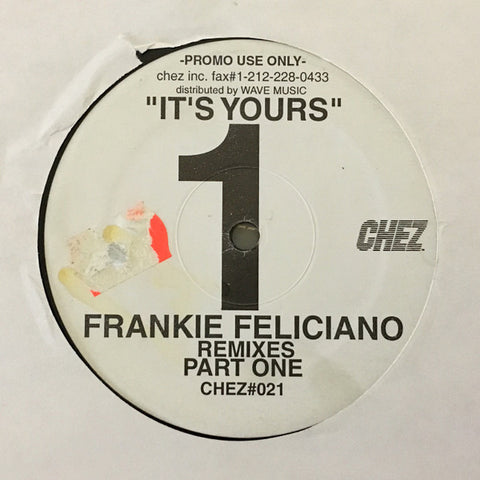 Jon Cutler Feat. E-Man : It's Yours (Frankie Feliciano Remixes Part One) (12", S/Sided, Promo) - Vinyl Record