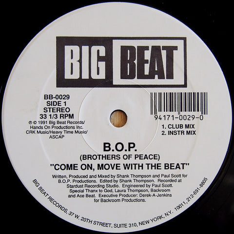 B.O.P. (Brothers Of Peace)* : Come On, Move With The Beat (12") - Vinyl Record