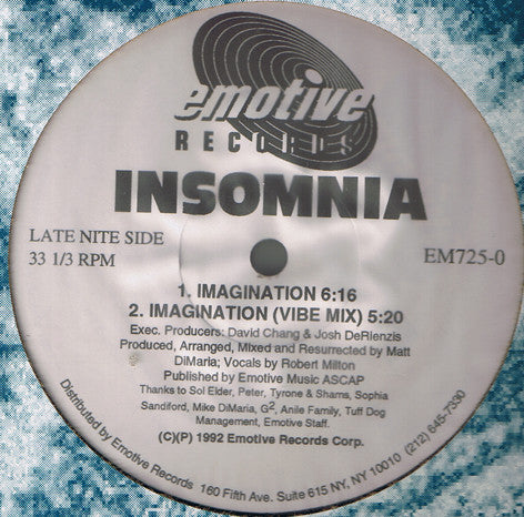 Insomnia : Imagination (12") - Vinyl Record