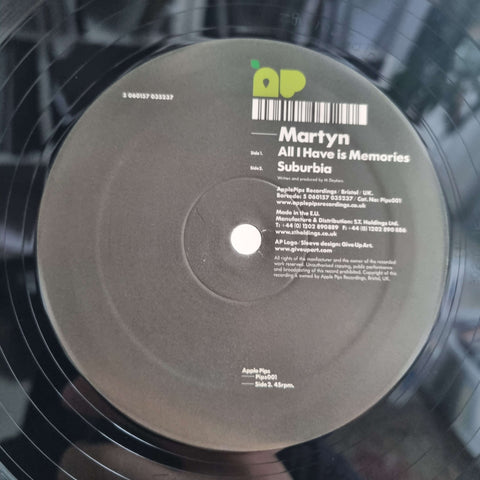 Martyn - All I Have Is Memories - Artists Martyn Genre Post-Dubstep Release Date 1 Jan 2008 Cat No. Pips001 Format 12" Vinyl - Apple Pips - Apple Pips - Apple Pips - Apple Pips - Vinyl Record