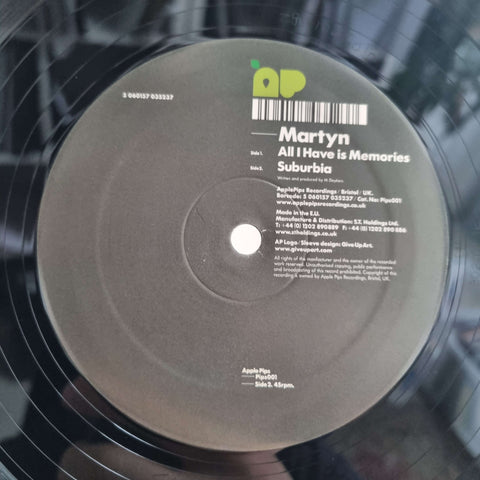 Martyn - All I Have Is Memories - Artists Martyn Genre Post-Dubstep Release Date 1 Jan 2008 Cat No. Pips001 Format 12" Vinyl - Apple Pips - Apple Pips - Apple Pips - Martyn - All I Have Is Memories - Apple Pips - Apple Pips - Vinyl Record