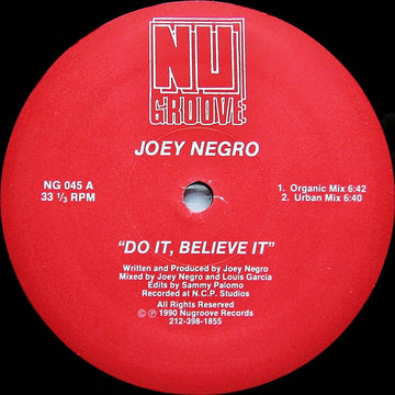 Joey Negro : Do It, Believe It (12