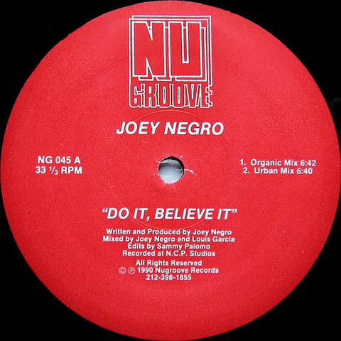 Joey Negro : Do It, Believe It (12") - Vinyl Record