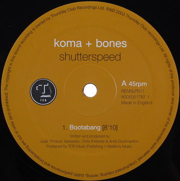 Koma & Bones : Shutterspeed (2xLP) Vinly Record