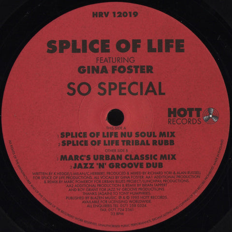 Splice Of Life Featuring Gina Foster : So Special (12") - Vinyl Record