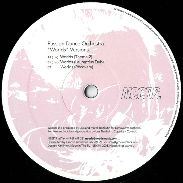 Passion Dance Orchestra : "Worlds" Versions (12")