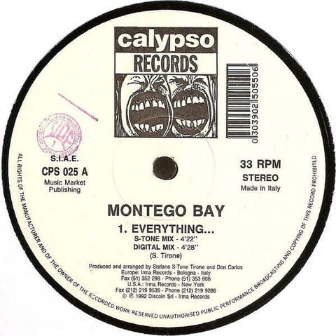 Montego Bay : Everything... (12") is available for sale at our shop at a great price. We have a huge collection of Vinyl's, CD's, Cassettes & other formats available for sale for music lovers - Vinyl Record