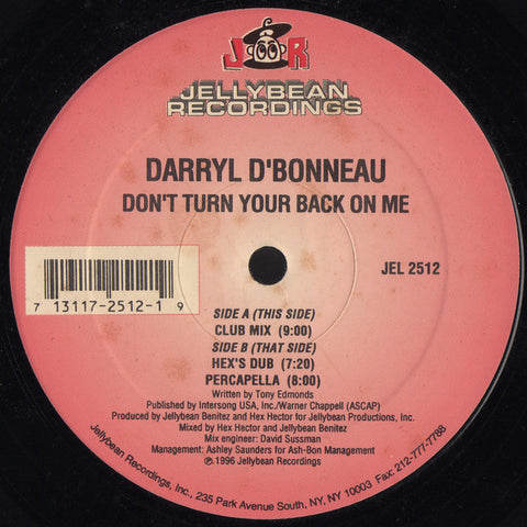 Darryl D'Bonneau : Don't Turn Your Back On Me (12") - Vinyl Record