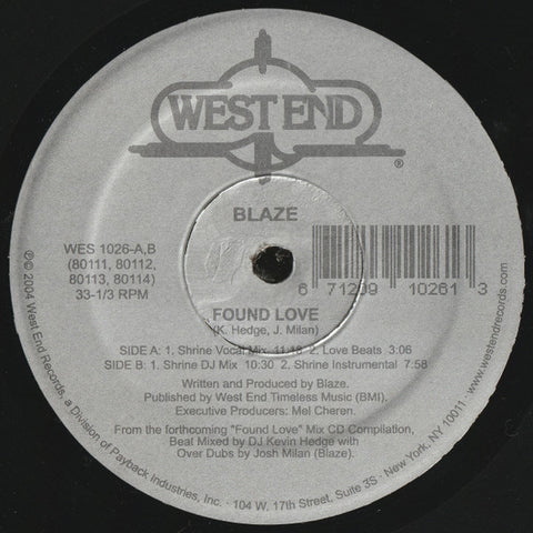 Blaze : Found Love (12") - Vinyl Record