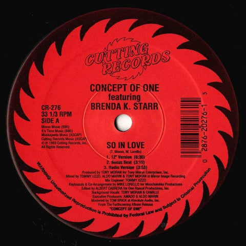 Concept Of One Featuring Brenda K. Starr : So In Love (12") - Vinyl Record