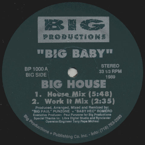 Big Baby : Big House (12") - Vinyl Record