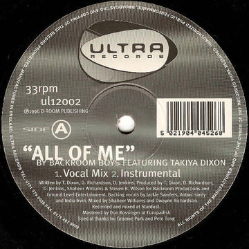 Backroom Boys Featuring Takiya Dixon : All Of Me (12