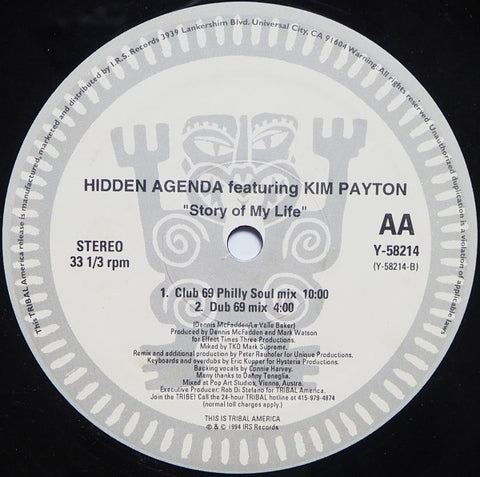 Hidden Agenda (2) Featuring Kim Payton : Story Of My Life (12") - Vinyl Record