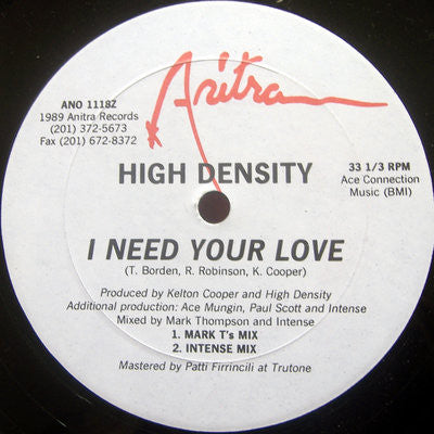 Intense (2) / High Density (5) : The Strength / I Need Your Love (12") - Vinyl Record