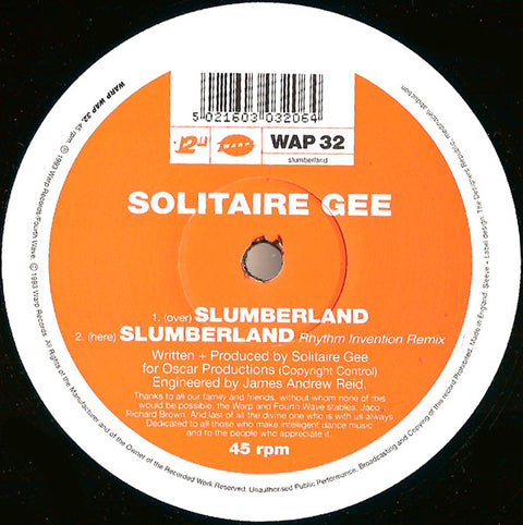 Solitaire Gee : Slumberland (12") - Vinyl Record