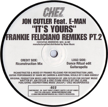 Jon Cutler Feat. E-Man : It's Yours (Frankie Feliciano Remixes Pt. 2) (12