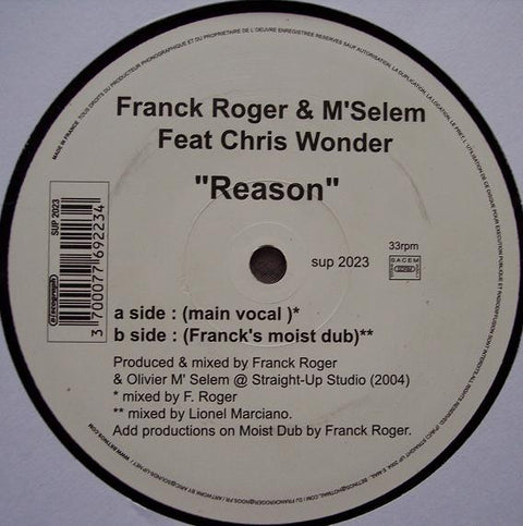 Franck Roger & M'Selem Feat Chris Wonder : Reason (12") - Vinyl Record