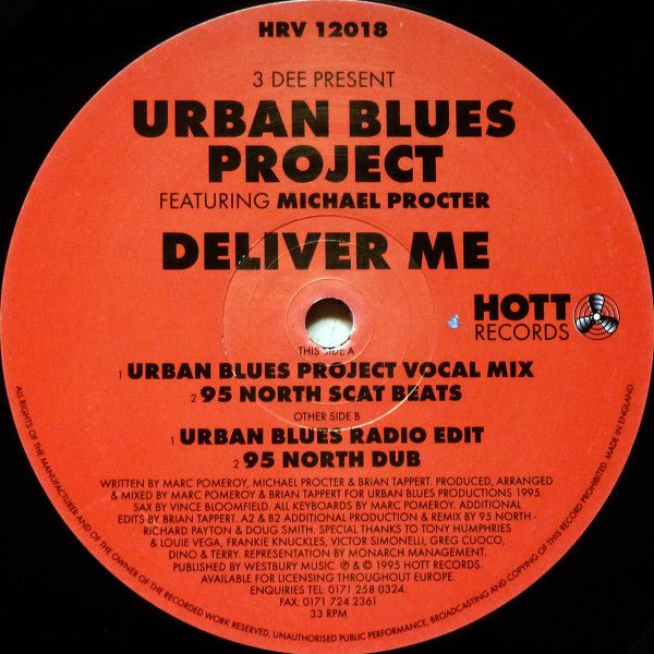 3 Dee Present Urban Blues Project Featuring Michael Procter - Deliver Me Vinyl