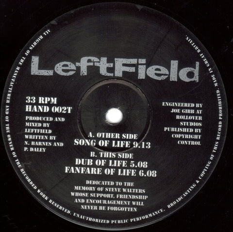 Leftfield : Song Of Life (12") - Vinyl Record