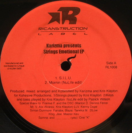 Karizma : Strings Emotional EP (12", EP) - Vinyl Record