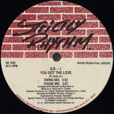 S.R.-1 : You Got The Love / Da Rhythm (12") - Vinyl Record