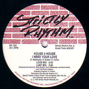 House 2 House : Boom / I Need Your Love (12