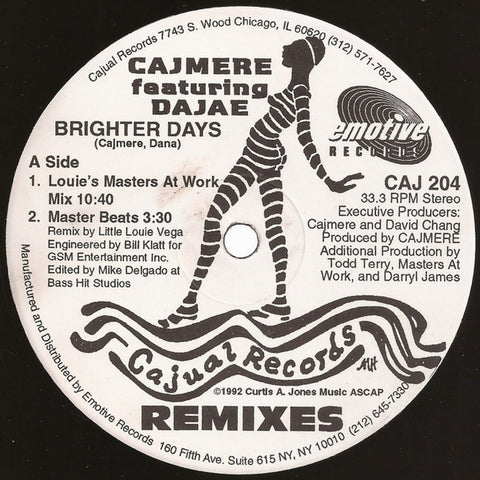 Cajmere Featuring Dajae* : Brighter Days (Remixes) (2x12", Ltd) - Vinyl Record