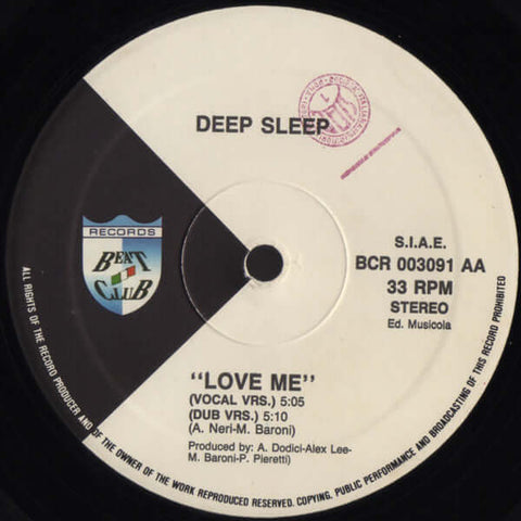 Deep Sleep : Love Me (12") is available for sale at our shop at a great price. We have a huge collection of Vinyl's, CD's, Cassettes & other formats available for sale for music lovers - Vinyl Record