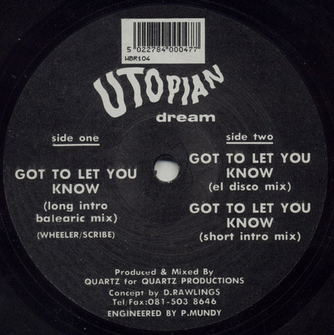 Utopian Dream : Got To Let You Know (12") - Vinyl Record