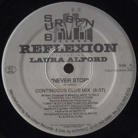 Reflexion (2) Featuring Laura Alford : Never Stop (12") - Vinyl Record