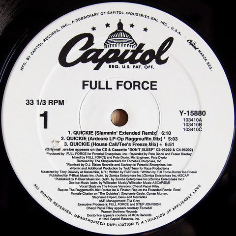 Full Force : Quickie (12") - Vinyl Record