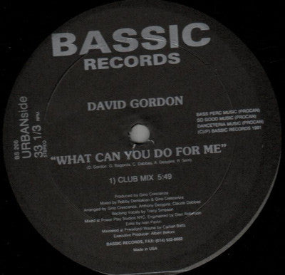 David Gordon : What Can You Do For Me / Destiny (12") - Vinyl Record