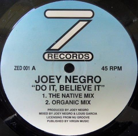 Joey Negro : Do It, Believe It (12") - Vinyl Record