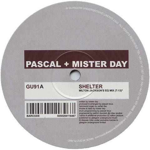 Pascal & Mister Day : Shelter (12") is available for sale at our shop at a great price. We have a huge collection of Vinyl's, CD's, Cassettes & other formats available for sale for music lovers - Vinyl Record