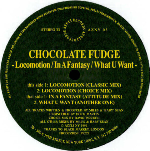 Chocolate Fudge : Locomotion (12") is available for sale at our shop at a great price. We have a huge collection of Vinyl's, CD's, Cassettes & other formats available for sale for music lovers - Vinyl Record