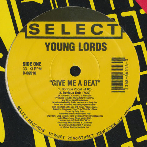 Young Lords : Give Me A Beat (12", Single) - Vinyl Record