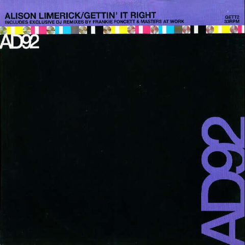 Alison Limerick : Gettin' It Right (12", Promo) - Vinyl Record